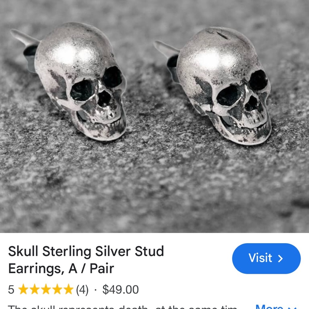 Skull Sterling Silver Stud Earrings